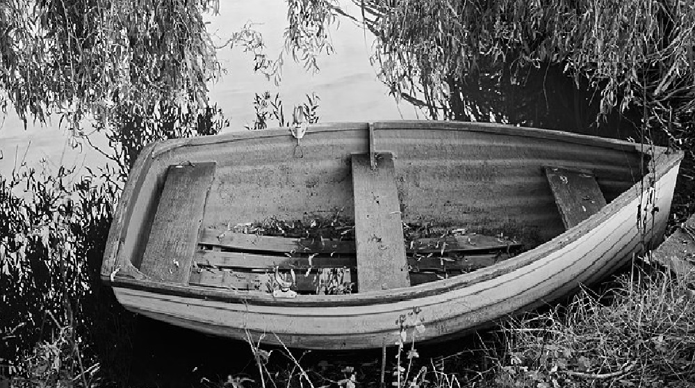 Wooden rowboat